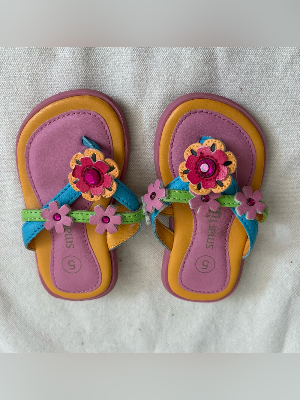 SmartFit Toddler Girls Multicolor Floral Flip Flop Sandals Slip On Size 5